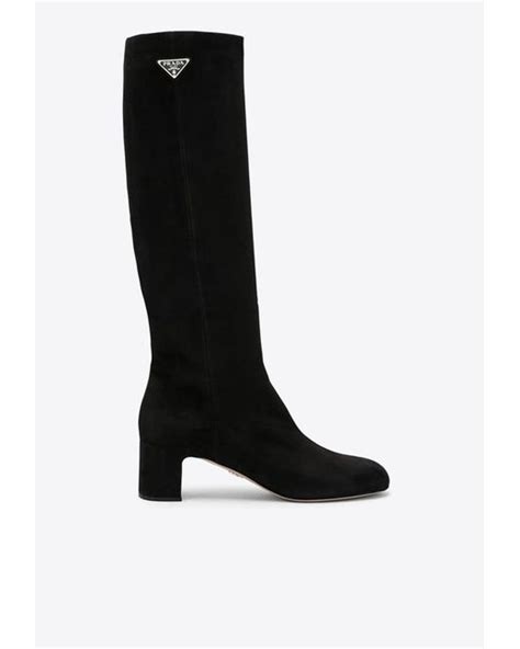 prada knee high suede boots|prada 55 leather ankle boots.